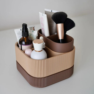 Hộp Đựng Mỹ Phẩm Để Bàn Nhiều Ngăn Xếp Chồng – Khay Đựng Đồ Trang Điểm, Cọ Makeup, Phụ Kiện Gọn Gàng