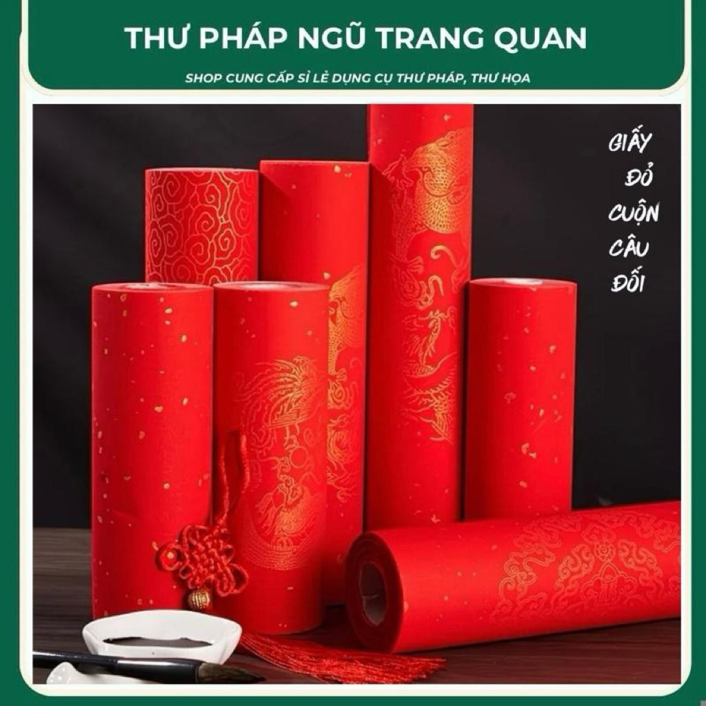 Giấy câu đối đỏ viết chữ ngày Xuân khổ 23x20cm