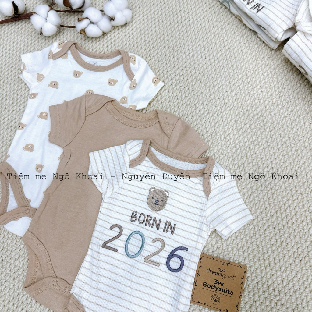 [MD69] Set 3 bodysuit ngắn tay cổ thuyền hoạ tiết xinh xỉu chào mừng các em ngựa 2026