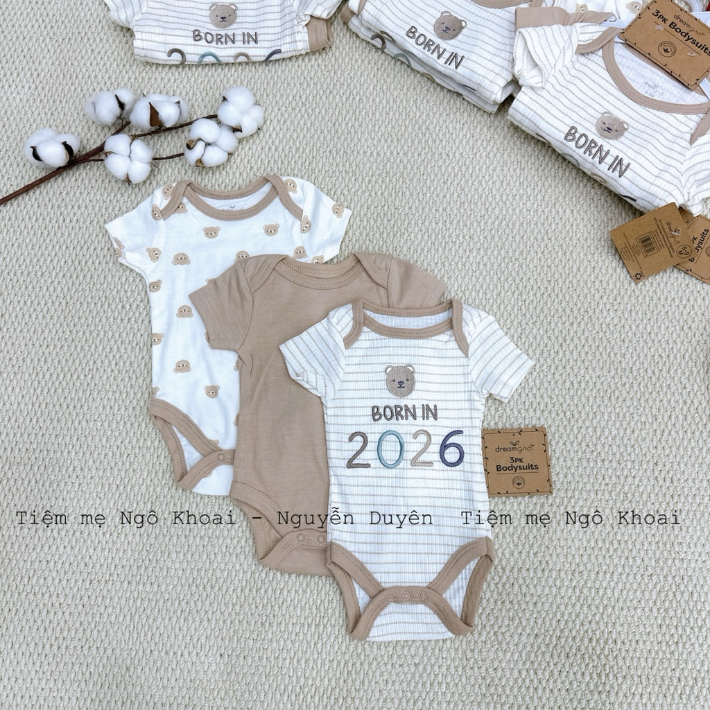 [MD69] Set 3 bodysuit ngắn tay cổ thuyền hoạ tiết xinh xỉu chào mừng các em ngựa 2026