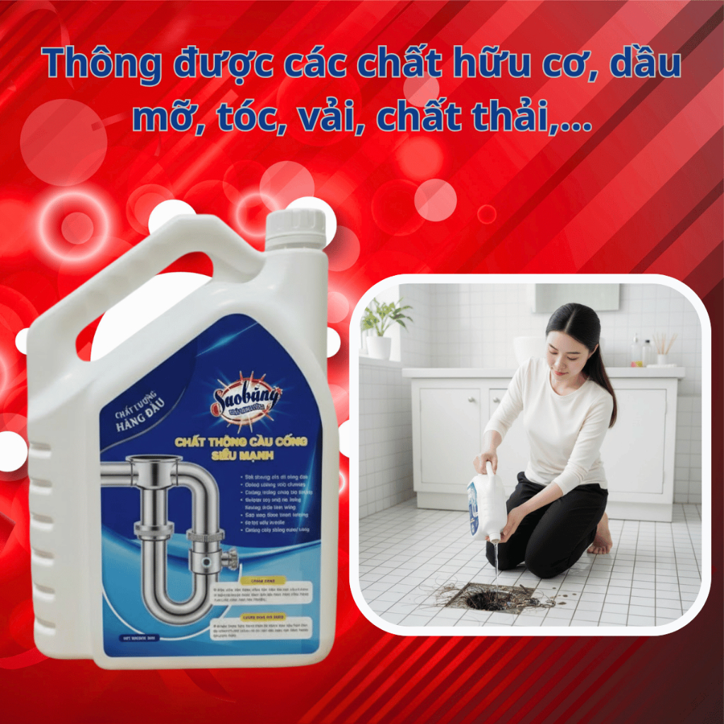 Chất thông cống SAO BĂNG, xử lý tắc nghẽn, thông tắc cực hiệu quả can 5kg