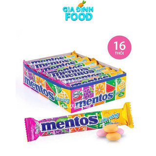 LỐC x16 Thỏi kẹo nhai Mentos hương trái cây sắc cầu vồng/ Bạc hà/ Mê lyy