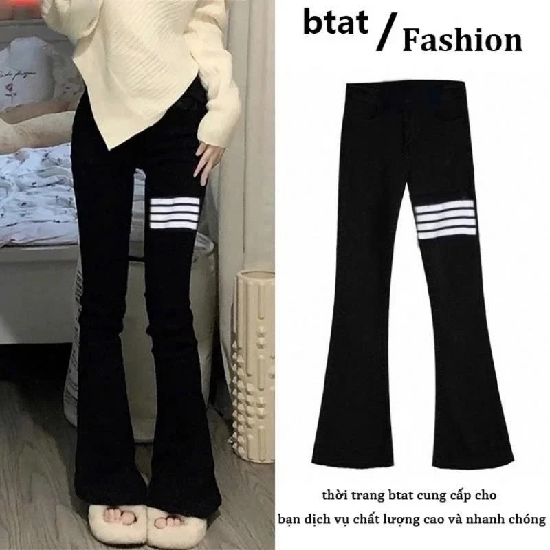 Quần Legging Nữ Basic Cạp Chun Tôn Dáng Thêu Nổi 4 Vạch Unisex Mặc Đi Học Đi Chơi Sang Chảnh