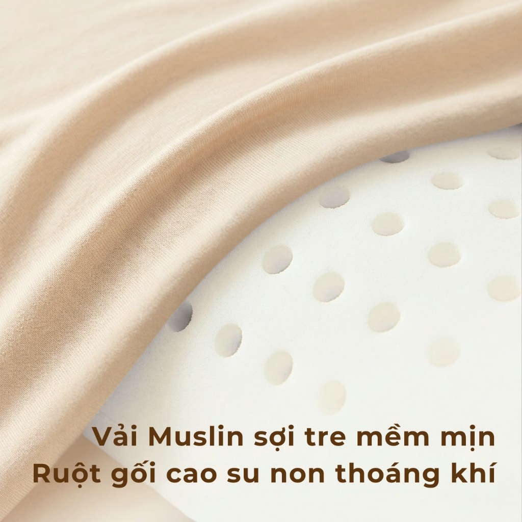 Gối Điều Hòa Cao Su Non BABI1 Cho Bé Sơ Sinh – 3 Tuổi, 63 Lỗ Thoát Khí, Có Gối Lõm Định Hình Đầu