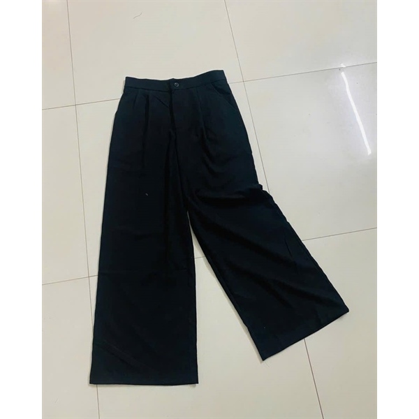 Quần Vải Nữ Ống Rộng Lưng Cao Suông Dài Cạp Khuy Kéo Form Rộng Che Khuyết Điểm