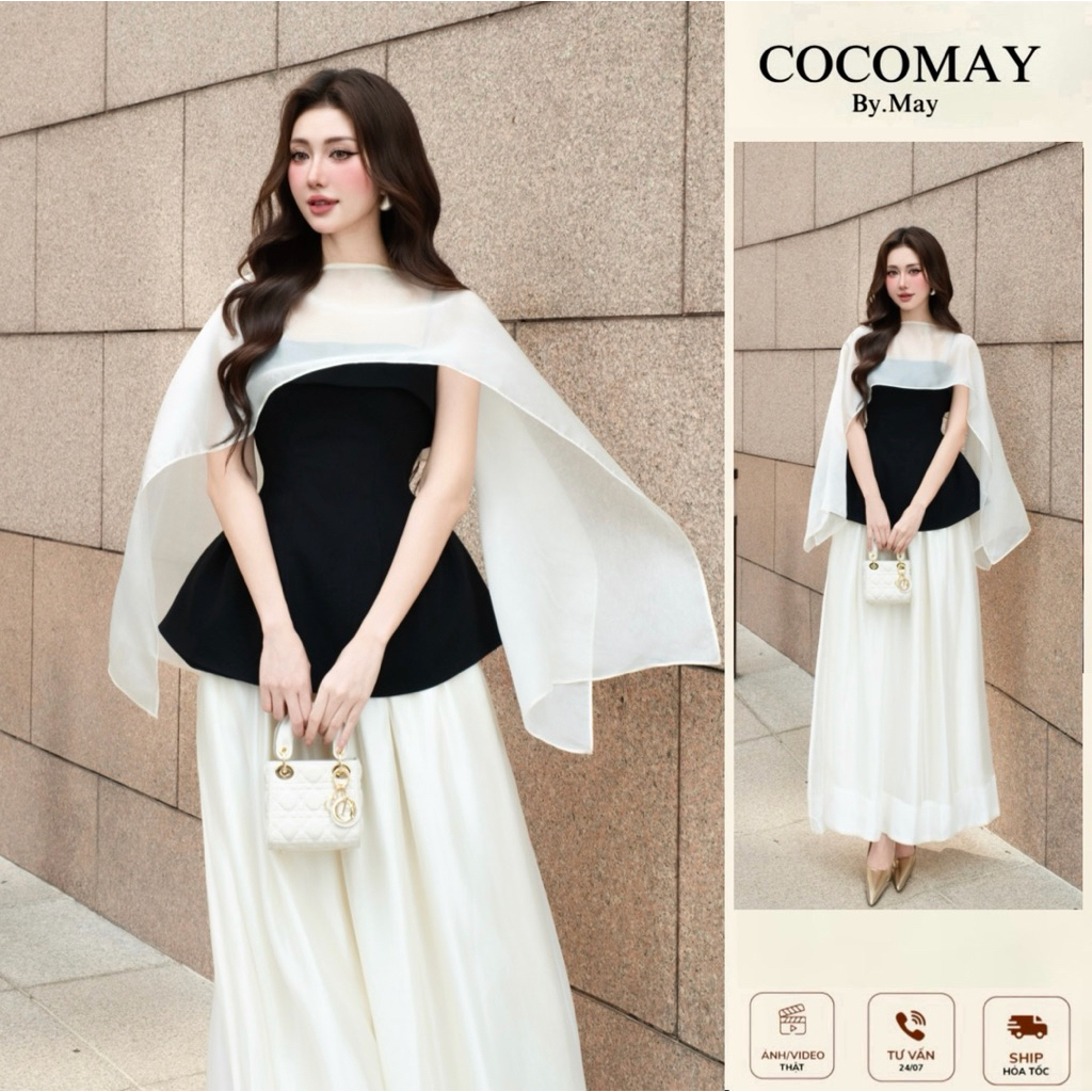 COCOMAY ELOISE - Set áo choàng + áo 2 dây + chân váy thanh lịch dịu ...