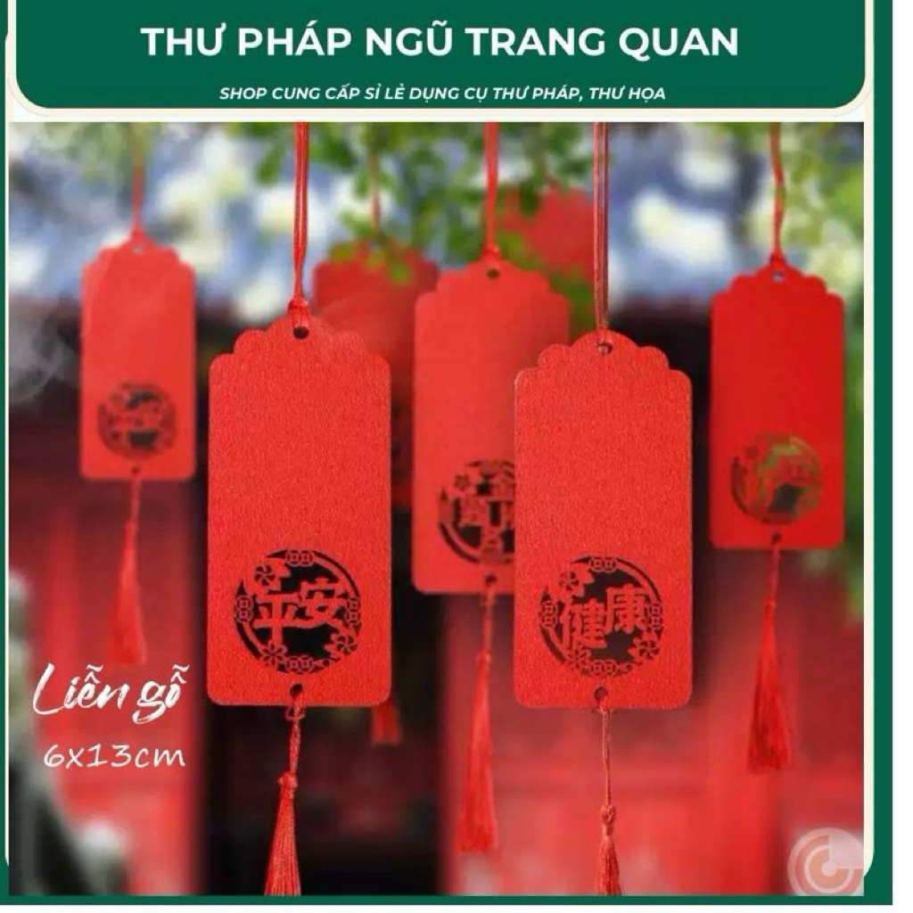 Set 10 thẻ gỗ Liễn gỗ treo viết chữ thư pháp trang trí ngày Tết KT 6x13cm ( chưa viết chữ )