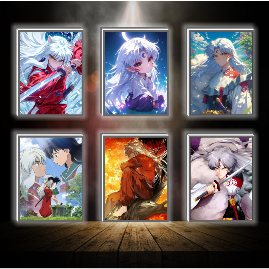 Tranh đèn led 3D đổi màu Inuyasha - Tranh đèn led 3D ANIME trang trí bàn làm việc, đèn ngủ