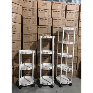 Kệ tròn 5 tầng có bánh xe di chuyển tiện lợi,kệ chứa đồ, kệ úp bát đĩa, ly cốc , kệ xoay 360 đa năng