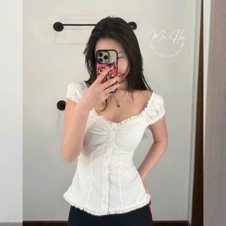 𝗖𝗵𝗲𝘃𝗮  - |LY LINEN| - Áo Linen viền bèo