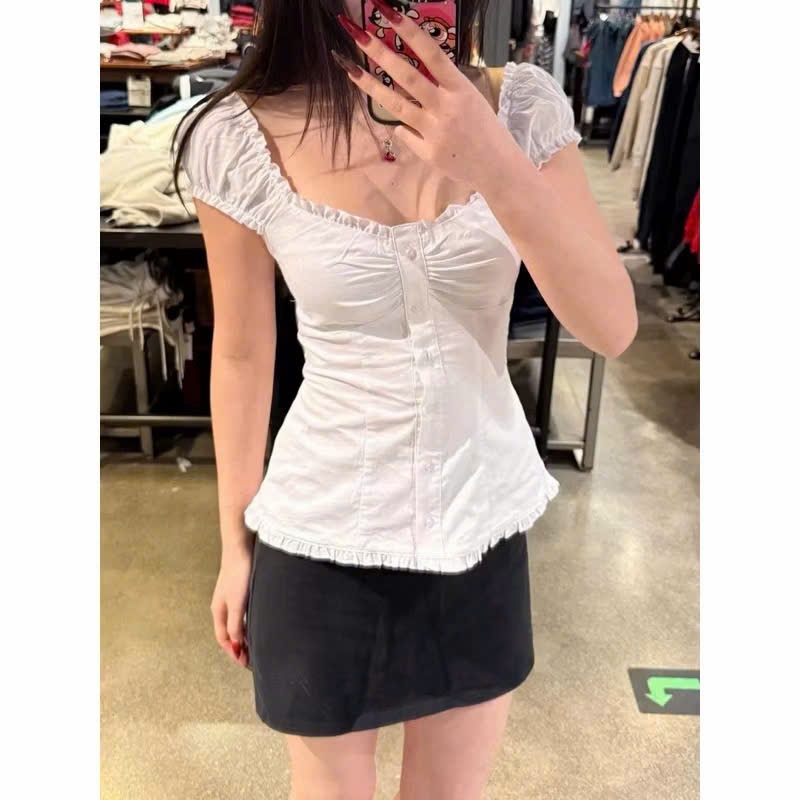 𝗖𝗵𝗲𝘃𝗮  - Áo Linen viền bèo