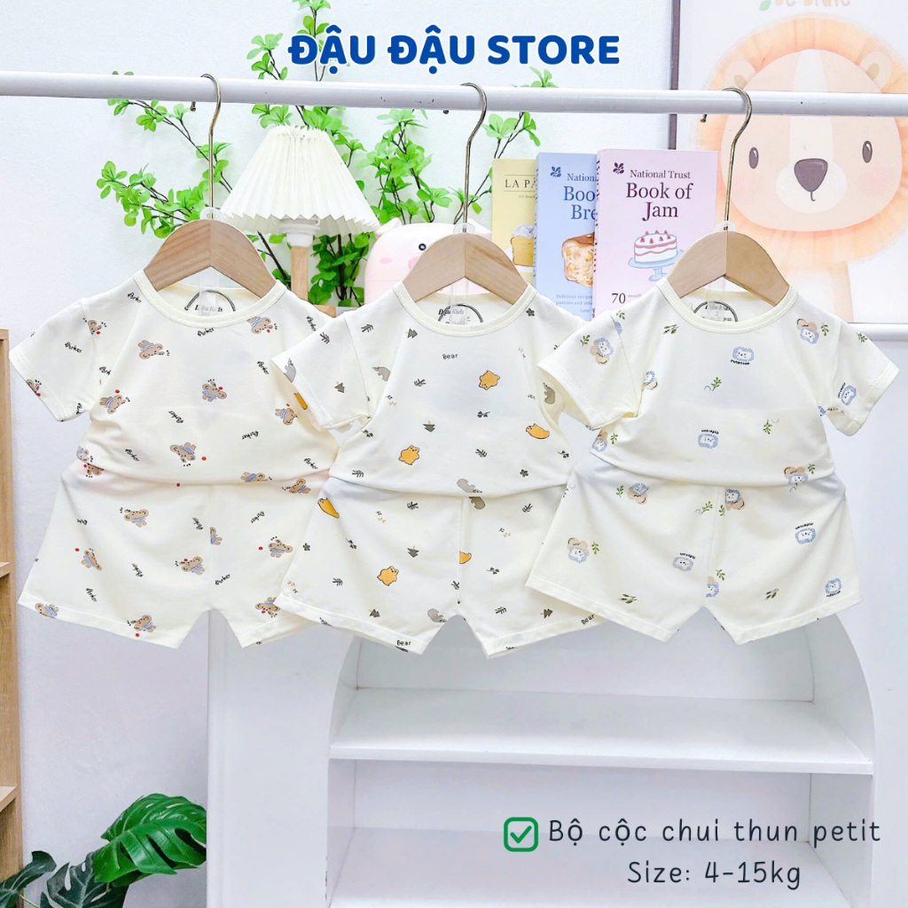 (Mới) Set 2-3 Bộ Cộc Tay  Chui Đầu Thun Lạnh Petit mềm mịn thoáng mátcho bé trai bé gái 4-15 kg DK-CL10 Đậu Đậu Store