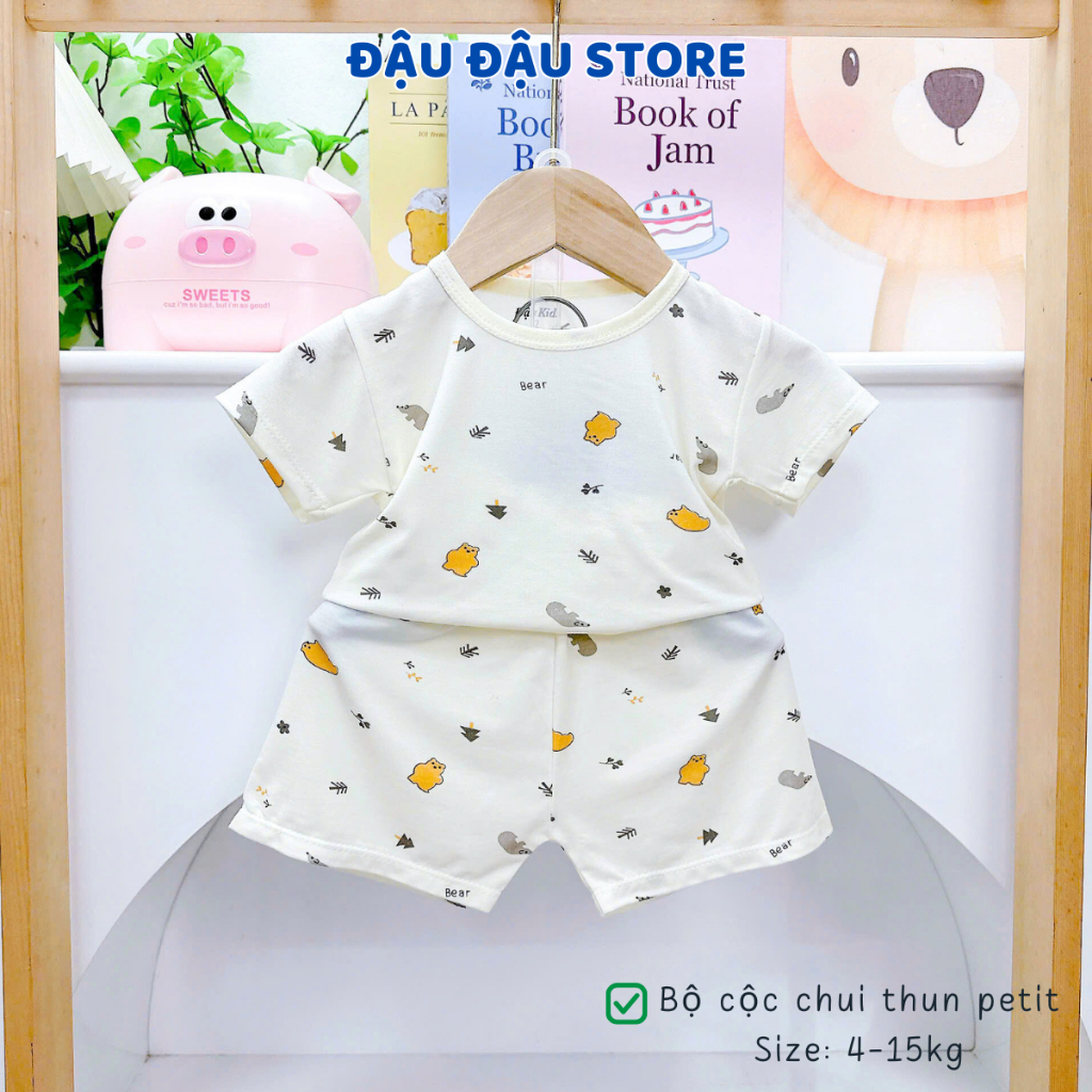 (Mới) Set 2-3 Bộ Cộc Tay  Chui Đầu Thun Lạnh Petit mềm mịn thoáng mátcho bé trai bé gái 4-15 kg DK-CL10 Đậu Đậu Store