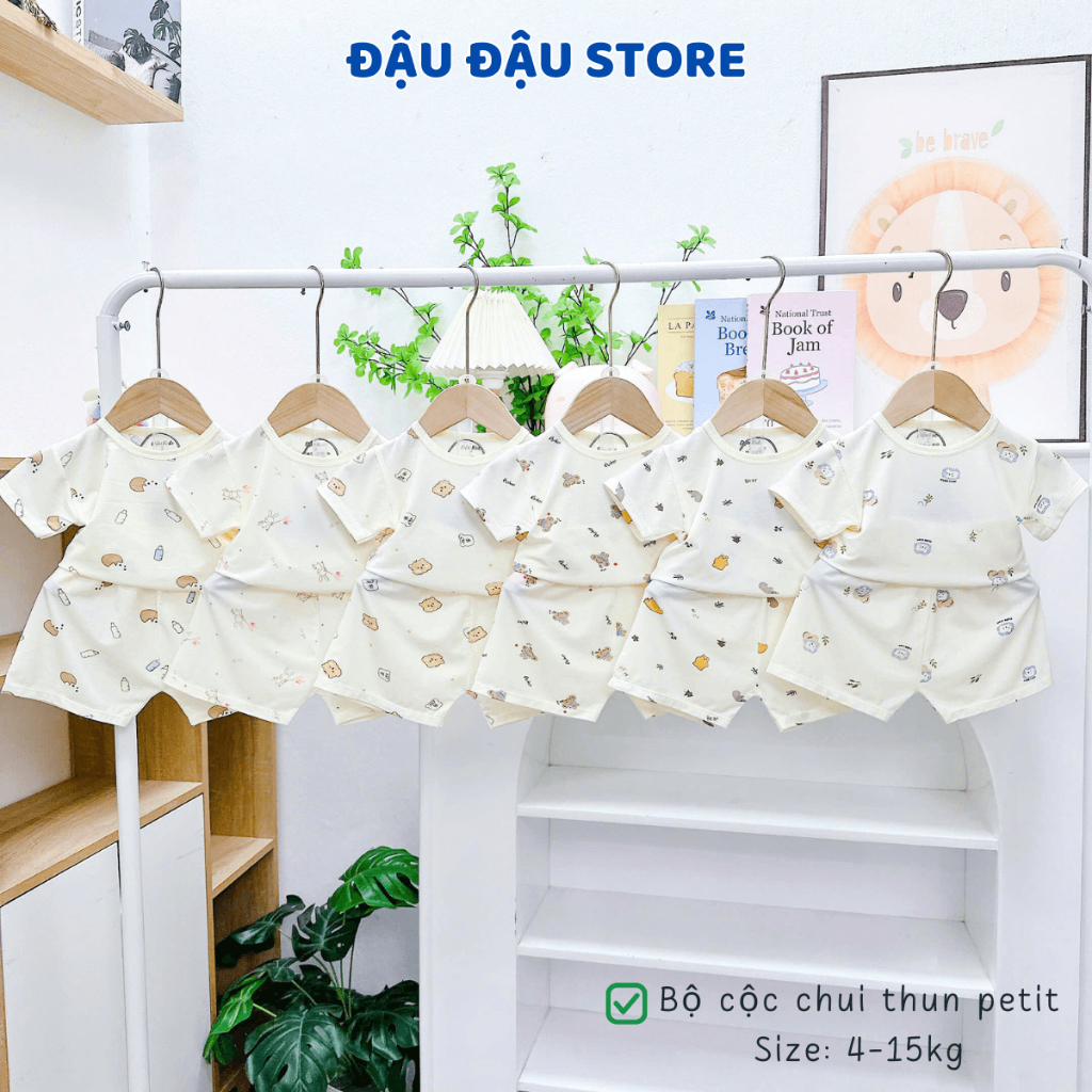 (Mới) Set 2-3 Bộ Cộc Tay  Chui Đầu Thun Lạnh Petit mềm mịn thoáng mátcho bé trai bé gái 4-15 kg DK-CL10 Đậu Đậu Store