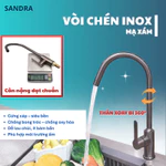 Bộ Vòi Rửa Chén Bát Inox Mạ Xám Cao Cấp Creva | CR-403 | Vòi Xoay 360 Độ, Kèm Dây Cấp Inox 304 — ảnh 4