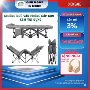 Giường Gấp Văn Phòng Cao Cấp Mẫu Mới Gấp Gọn kèm túi, Giường Xếp Ngủ Trưa Thư Giãn, Du Lịch, Khung Thép Siêu Bền