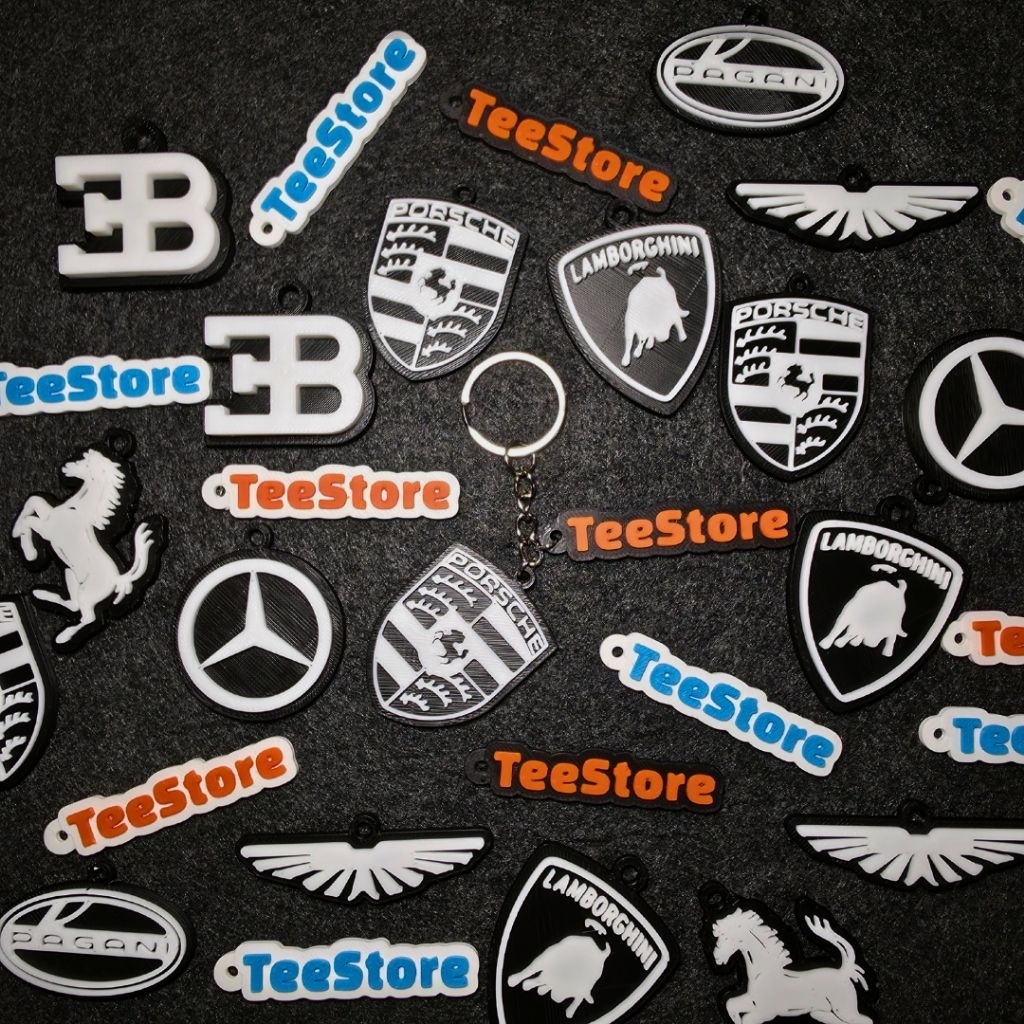 [Mua kèm giá hot] Móc khóa logo xe kèm tên tự chọn, móc khóa logo Porsche, bảng tên custom