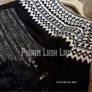 SET ÁO LEN LỆCH VAI MIX CHÂN VÁY DẠ HÀNG QC HOT
