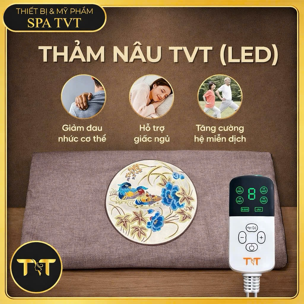 THẢM NGẢI CỨU ĐÔNG Y MÀU NÂU TVT 150x60CM - CHƯỜM NÓNG THẢO DƯỢC, GIỮ ẤM, THƯ GIÃN