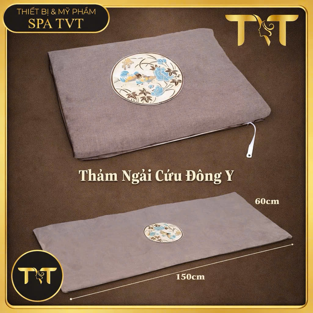 THẢM NGẢI CỨU ĐÔNG Y MÀU NÂU TVT 150x60CM - CHƯỜM NÓNG THẢO DƯỢC, GIỮ ẤM, THƯ GIÃN