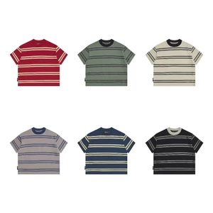 Áo Thun Cổ tròn Kẻ WENKO Boxy Cotton Ngắn Tay Kẻ unisex nam nữ tk48