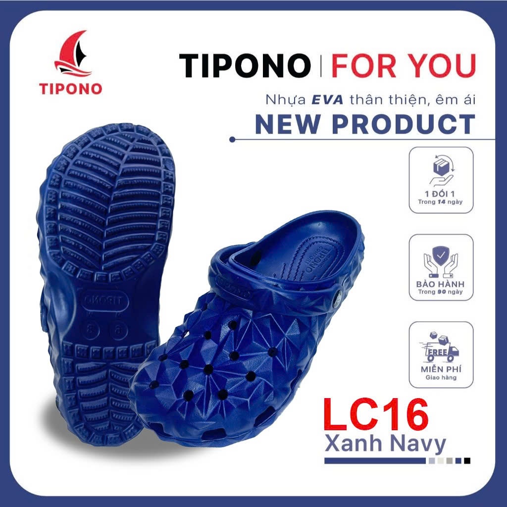 Dép sục Tipono LC16 nhìn từ trên xuống, các lỗ thoát khí trên mặt dép