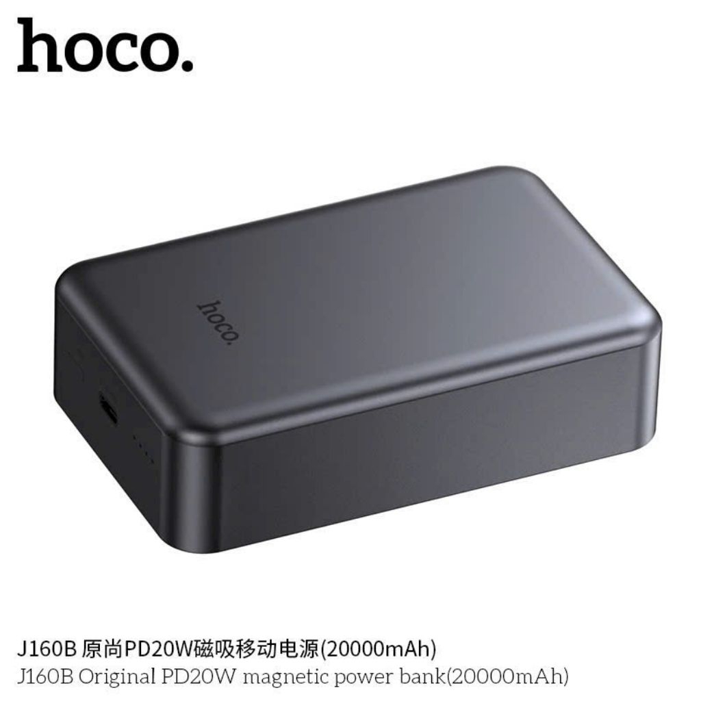 Sạc dự phòng không dây từ tính hít nam châm.hoco J160B 20000mah.
