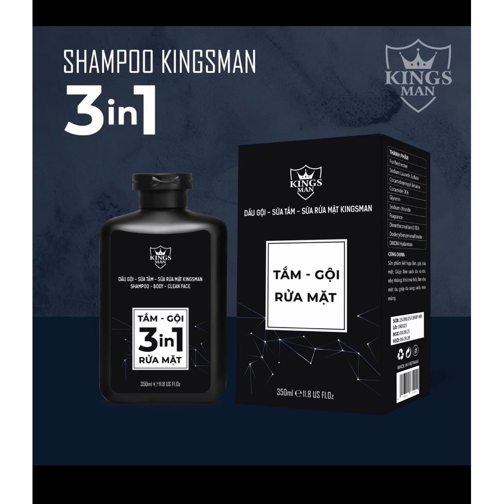 ✅[Chính Hãng] tắm gội rửa mặt kingsman, hương thơm quyến rũ nam tính (hàng date mới)