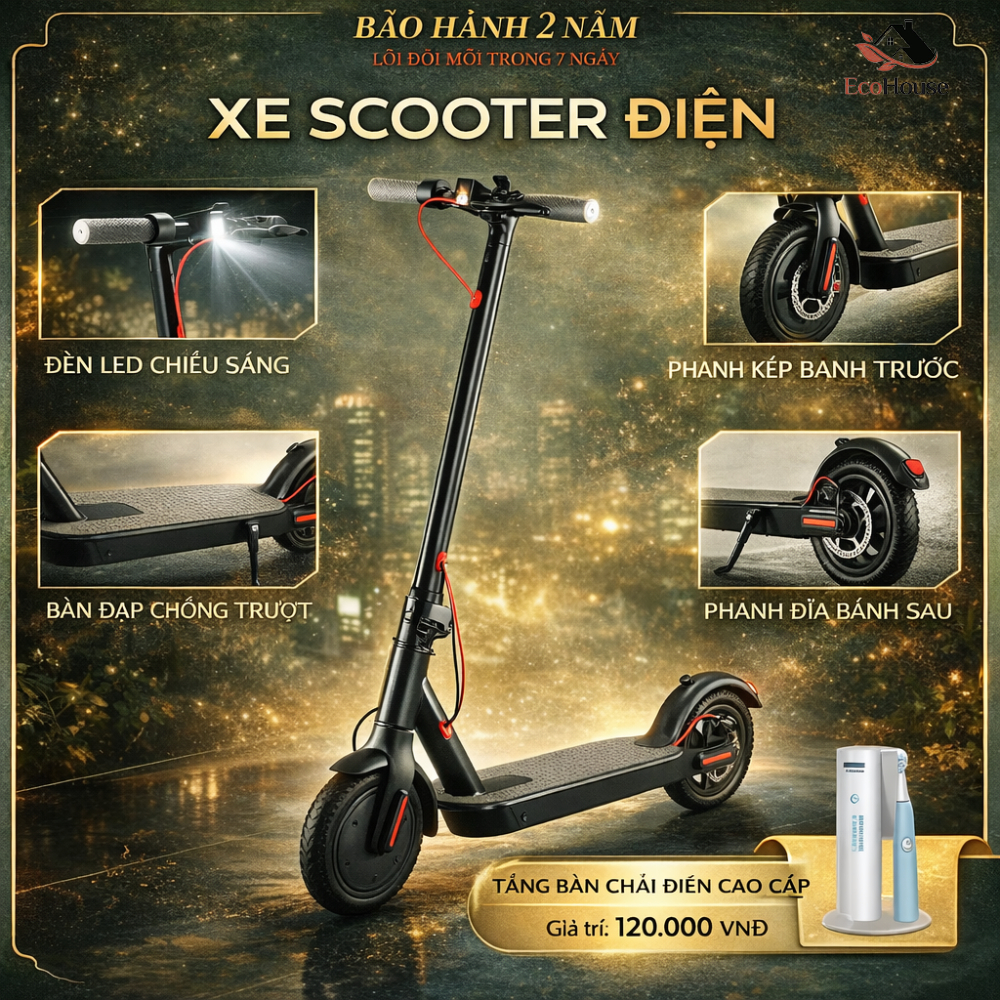 Xe Scooter Điện Mini Gấp Gọn Không Yên Cao Cấp , Phiên Bản Giới Hạn, Có Điều khiển App 20km/lần sạc, Tốc độ 30km/h