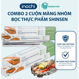 Combo 2 cuộn màng nhôm bọc thực phẩm Shinsen Inochi chịu nhiệt cao giúp giữ nhiệt giữ vị tươi ngon khi nấu và bảo quản