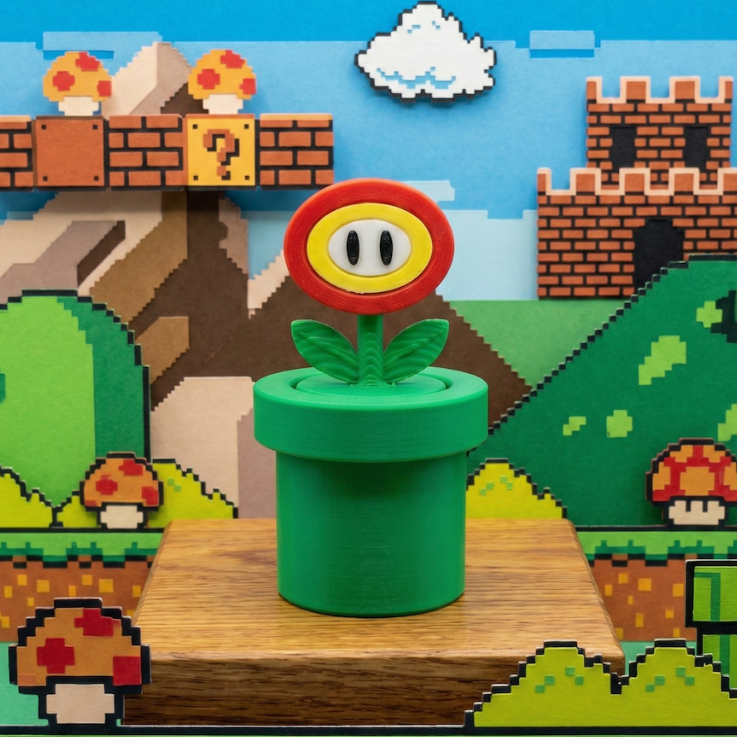 Đồ chơi in 3d Fire Flower Mario Clicker ấn giảm stress kèm 1 switch, Hoa lửa nhiều màu - Holymesh