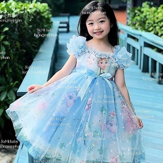 [ 𝗛𝗮̀𝗻𝗴 𝘁𝗵𝗶𝗲̂́𝘁 𝗸𝗲̂́ ] Đầm công chúa elsa bồng xòe cho bé [ Tặng cài ] Elisa Princess dress for baby
