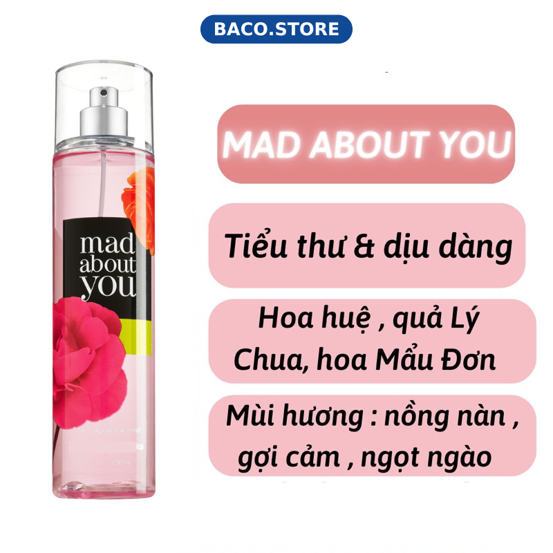 body mist Xịt thơm Mad About You 236ml Hương hoa
