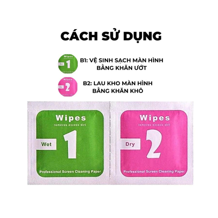Giấy Lau Màn Hình Điện Thoại 1 lau ướt 2 lau khô , lau sạch bụi bẩn trên điện thoại