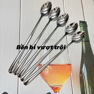 Inox 304  Combo 5 Thìa Đá Xịn Sinh Tố COCKTAIL Cà Phê Dài 22.5cm  Muỗng Cao Cấp Nhập Khẩu Dày