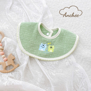Yếm ăn dặm xô muslin Anchee cổ tròn cho bé – Mềm nhẹ, thấm hút tốt, nhiều mẫu xinh