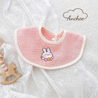 Yếm ăn dặm xô muslin Anchee cổ tròn cho bé – Mềm nhẹ, thấm hút tốt, nhiều mẫu xinh