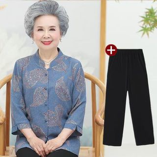 Áo sơ mi mỏng tay tứ quý của bà 60 tuổi, áo mùa hè cho bà già