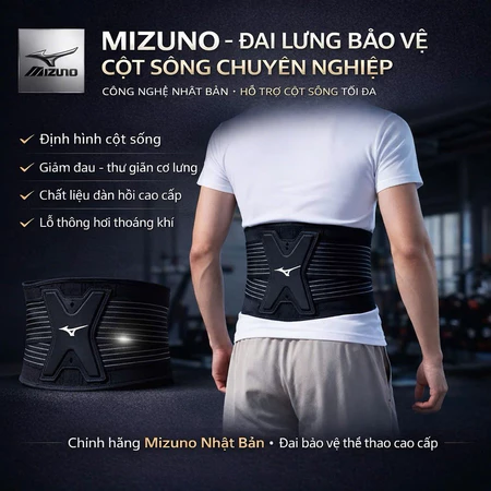 Đai lưng Mizuno Nhật Bản- Hỗ trợ thoát vị đĩa đệm, thoái hóa cột sống, giảm đau & bảo vệ cột sống