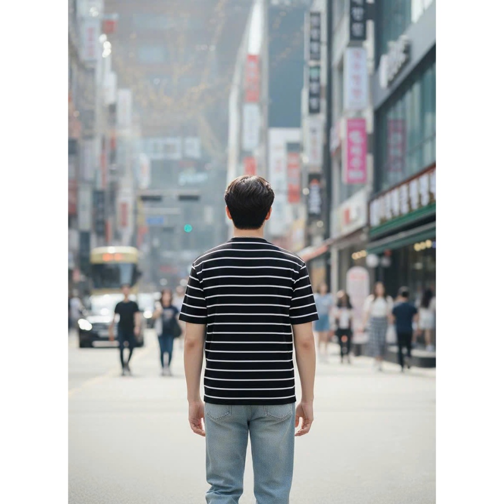 Áo thun Stee Cổ tròn Sọc ngang BASIC LINE B&W Local ICVCVVNI Unisex