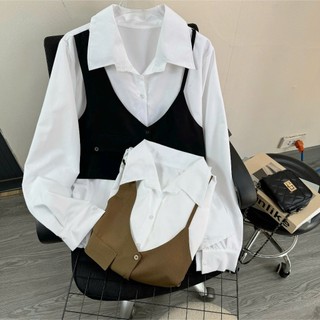 Set áo sơ mi phối gile ngắn bigsize nữ chất lụa mềm mịn ít nhăn style màu basic dễ phối thanh lịch SGL