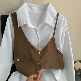 Set áo sơ mi phối gile ngắn bigsize nữ chất lụa mềm mịn ít nhăn style màu basic dễ phối thanh lịch SGL
