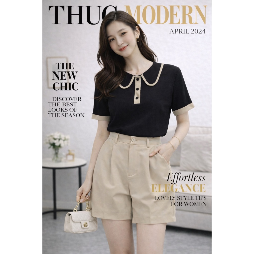 Sét áo cổ bèo mix quần short của SOBIN Big Size, xinh xắn, thời trang ...