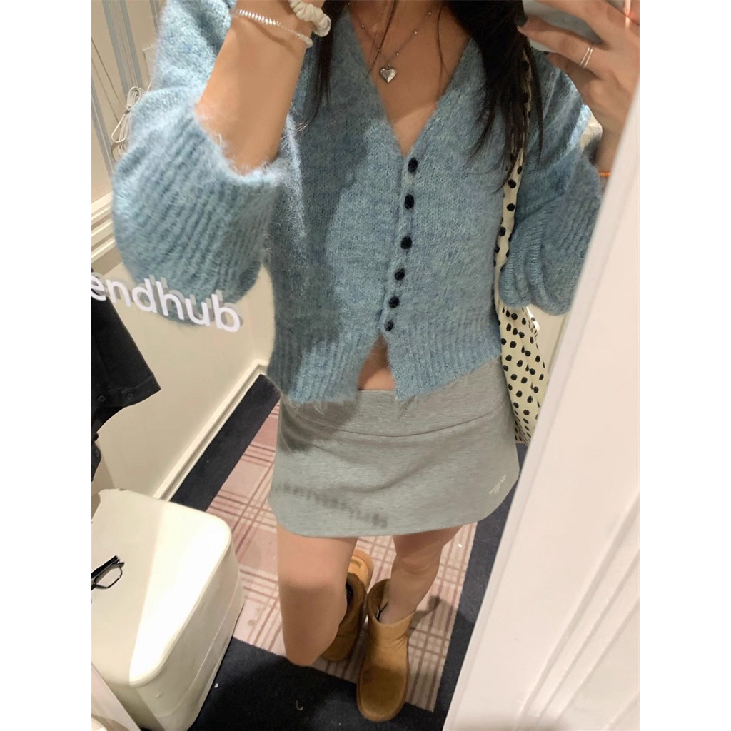 (HÀNG SẴN) Áo Len Cardigan Tay Dài Xanh Dương Siêu Hot | BigBuy360 - bigbuy360.vn
