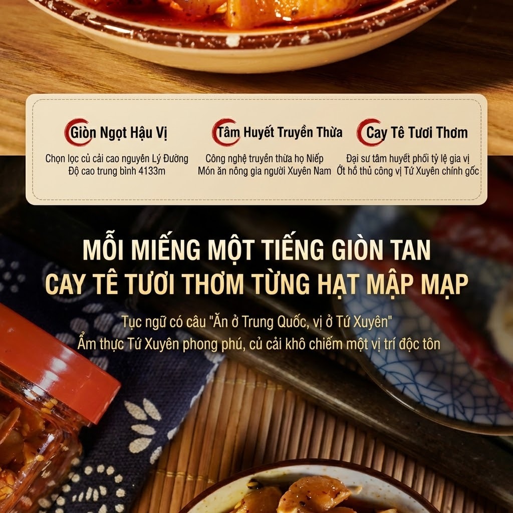 Rau củ cải cay tê Tứ Xuyên túi 208g và túi 500g - Giòn sần sật, Ngon Đậm Vị, cay tê đầu lưỡi