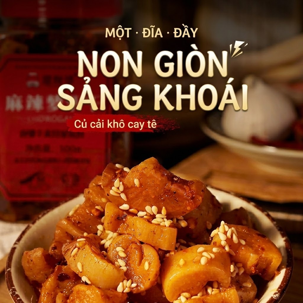 Rau củ cải cay tê Tứ Xuyên túi 208g và túi 500g - Giòn sần sật, Ngon Đậm Vị, cay tê đầu lưỡi