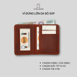 Ví Đứng Nam , Da Bò Sáp Và Da Bò Nappa Mềm, Bảo Hành 12 Tháng , Thương Hiệu Ví Da SAGO (SG01)