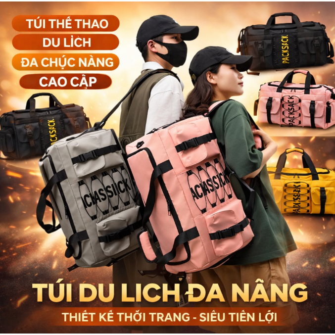 Túi Du Lịch Chống Thấm Nước Sức Chứa Lớn Túi Xách Tay Đeo Vai Đeo Lưng Đa Năng, Ba Lô Leo Núi Thể Thao Nam Nữ T85