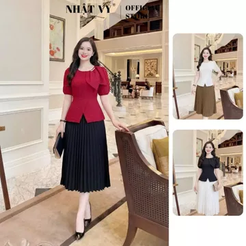 Áo lẻ peplum dự tiệc(KHÔNG KÈM VÁY) cổ tròn cách điệu chất voan xốp phù hợp đi chơi dạo phố sang trọng - D2794
