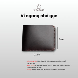 Ví Ngang mini GADO, Da Bò Sáp - thương hiệu Ví Da SAGO (SG02)